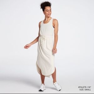 Calia Racerback Midi Dress Birch Drawstring Summer Athleisure Cover up
